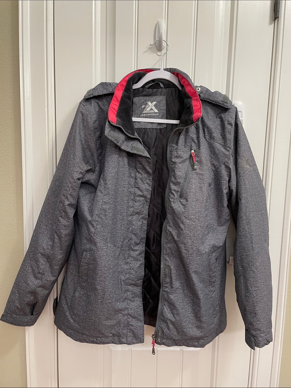 ZeroXposur Charcoal Zip Coat with Pink Trim